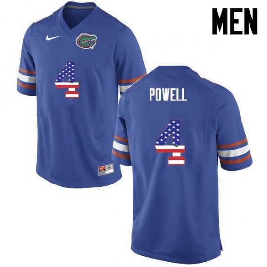 Men's Florida Gators #4 Brandon Powell NCAA Nike Blue USA Flag Fashion Authentic Stitched College Football Jersey JDX8562UL